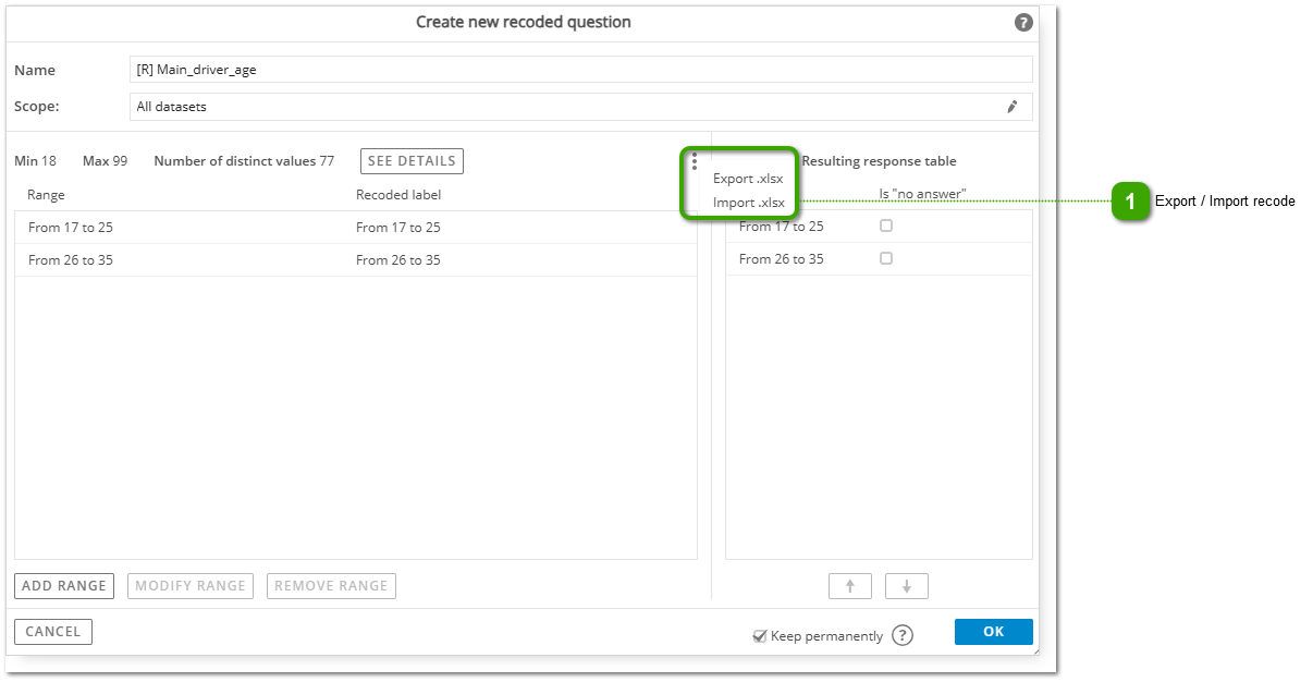 Exporting & Importing Range Recodes