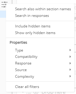 3. Question list filtering option