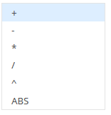 5. The list of operators/functions