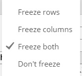 2. Available freeze options