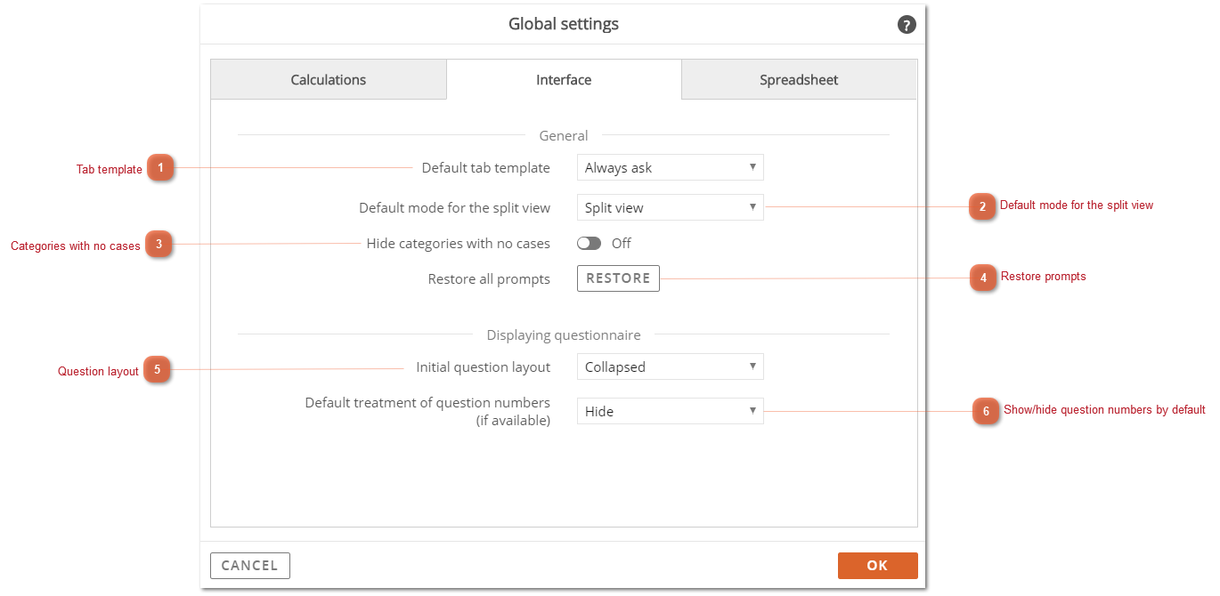 Global Settings - Interface