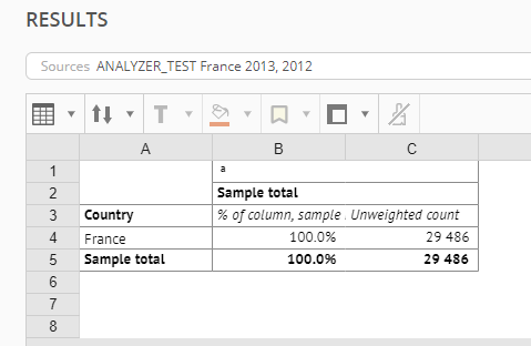6. Results area