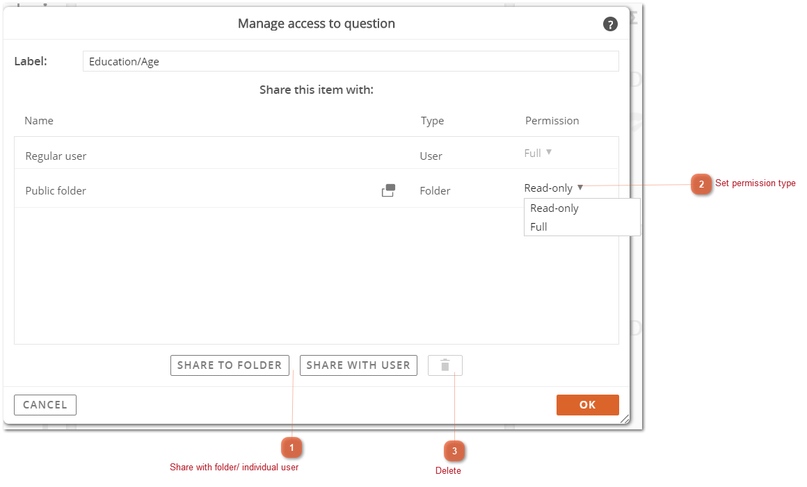 Managing Access To User-Defined Questions