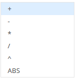 7. The list of operators/functions