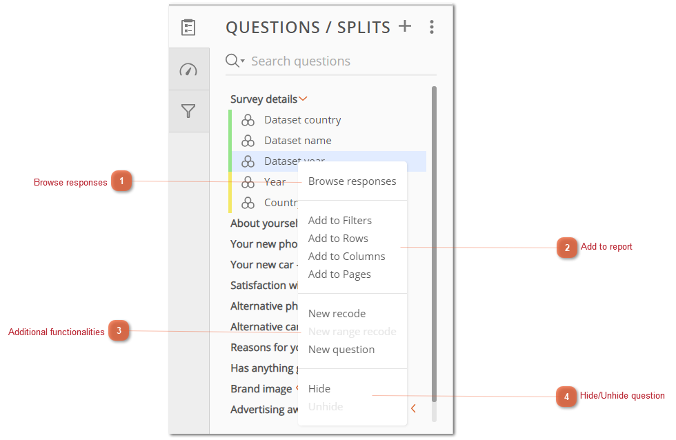 Question Context Menu